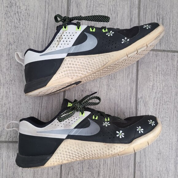 Nike Flywire women's black white and neon yellow training sneakers size 7.5 - Picture 8 of 12